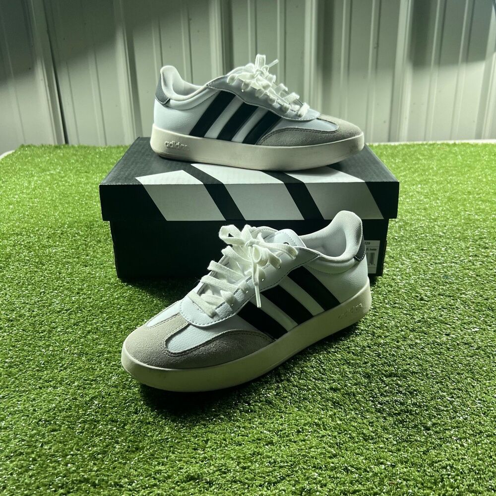 Adidas Barreda Women's Sneakers Size 8.5 White Black 3-Stripes IH1229